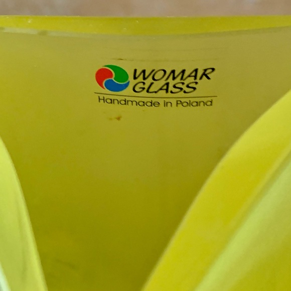 Womar Glass Abstract Amberina Sunset Satin Frost Vase Rare HandPaint Web Feather - Picture 5 of 7